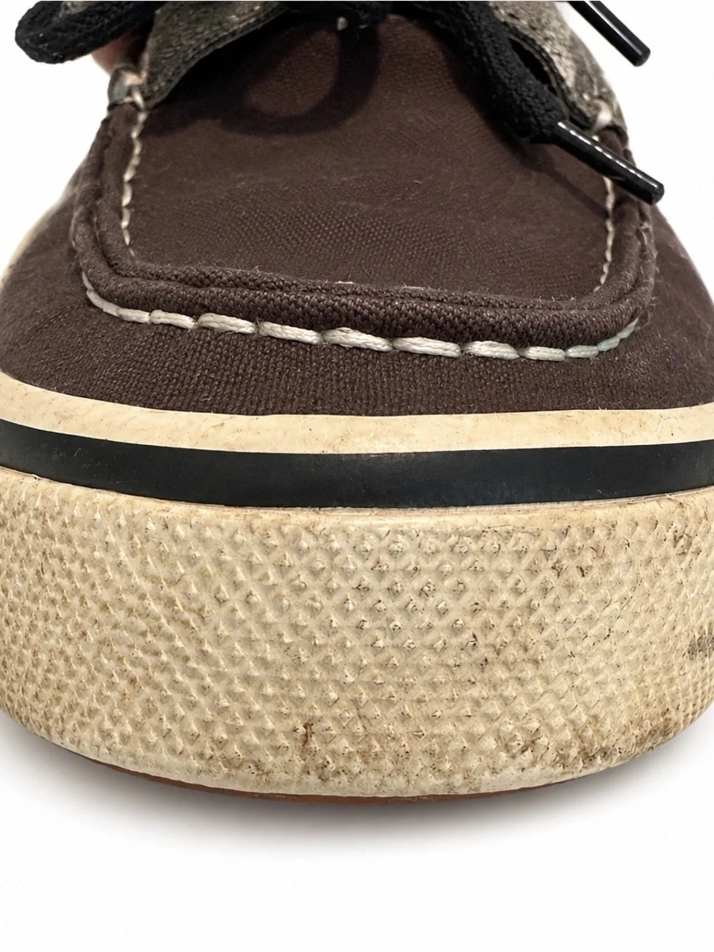 Sperry Top-Sider Men’s Boat Shoes Black Gray Canvas Lace Up Size 10 Casual